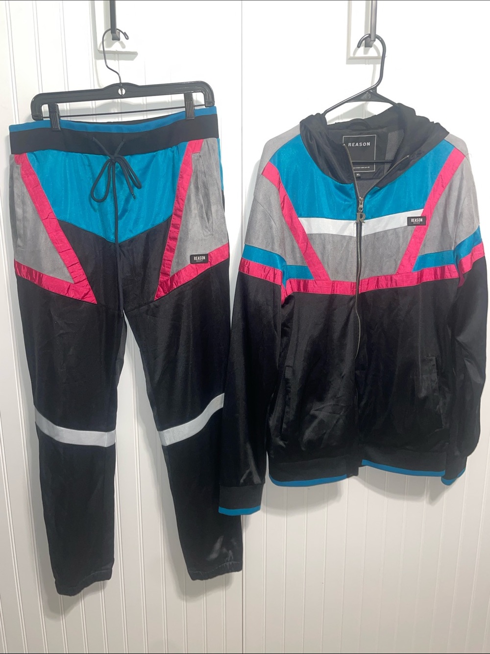 REASON Black Track Set with Teal, Pink & Gray Colorblock